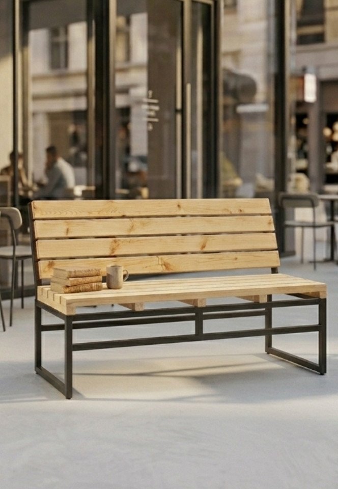 Садовая скамейка N3 Лофт Garden со спинкой 136x50x82