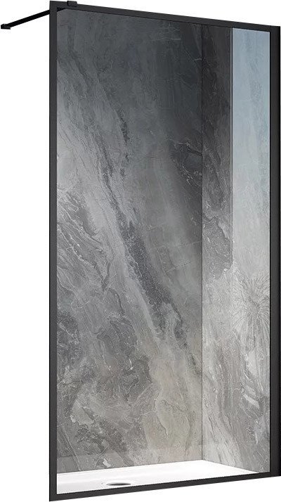 Душевая стенка Veconi 110x200 KR81B-110-01-C8 (стекло прозрачное/черный)