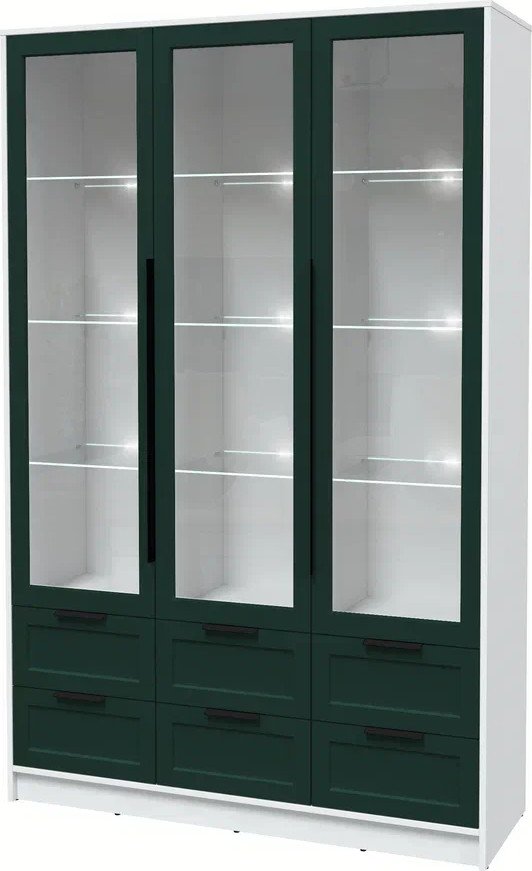 

Шкаф-витрина Интерлиния Концепт Тренд КТ-ШВ3 с подсветкой (белый платинум/изумруд)