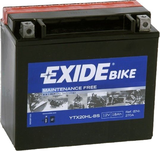 

Мотоциклетный аккумулятор Exide YTX20HL-BS Maintennance Free (18 А/ч)