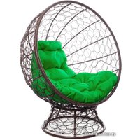 Кресло M-Group Кокос на подставке 11590204 (коричневый ротанг/зеленая подушка)