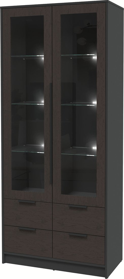 

Шкаф-витрина Интерлиния Концепт КТ-ШВ2 с подсветкой Глосс (антрацит/дуб английский)