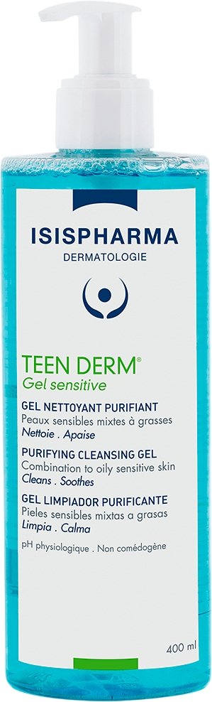

ISISPHARMA Teen Derm Gel sensitive Гель очищающий для умывания чувствительной комбинированной и жирной кожи 400 мл