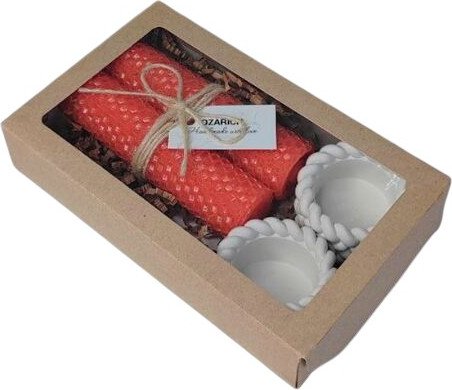 

Подарочный набор Вендитио Ozarich Сувенирный с 2-мя свечами и подсвечниками Г6 (розовый)