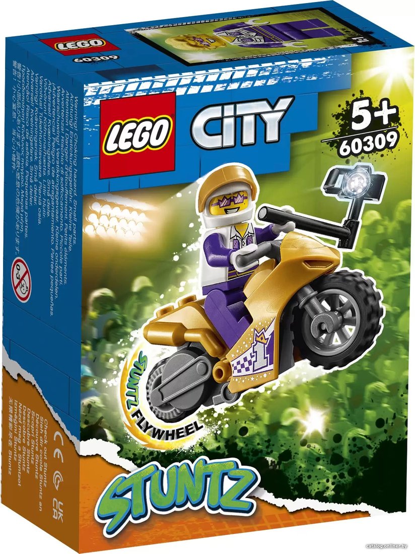 Конструктор LEGO City 60309 Трюковый мотоцикл с экшн-камерой