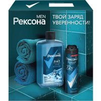 Подарочный набор Rexona Men Сильнее сомнений, дезодорант и гель для душа + шампунь 150 + 490 мл