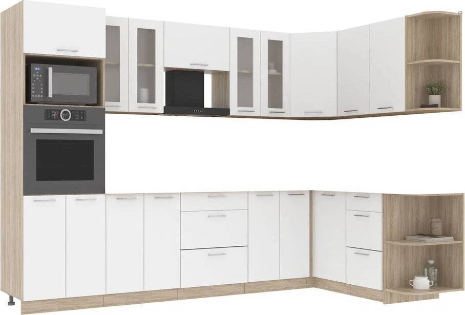 

Готовая кухня Интерлиния Мила 1.68x3.0 правая без столешницы (белый платинум)