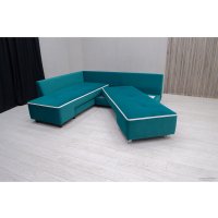 Угловой диван ПетраМебель Оскар правый (велюр бирюза/велюр светлый Вирджиния океан)