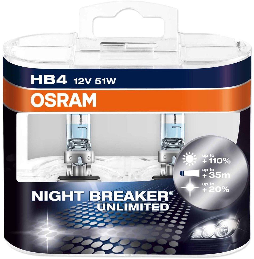 

Галогенная лампа Osram HB4 Night Breaker Unlimited 2шт [9006NBU-HCB]