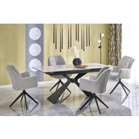 Кухонный стол Halmar Luciano 180-230/90/76 (белый мрамор/черный)