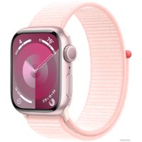 Умные часы Apple Watch Series 9 41 мм (алюминиевый корпус, розовый/розовый, нейлоновый ремешок)