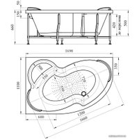 Фронтальный экран под ванну Vannesa Ирма 169х110 R 2-21-0-2-0-217 (фронтальный)