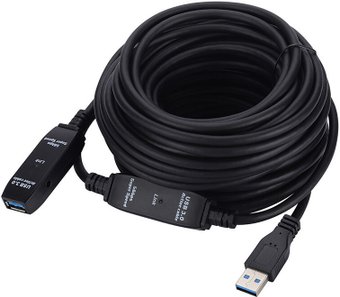 Кабель USBTOP USB Type-A - USB Type-A, с усилителем-репитером USB3.0 (30 м, черный)