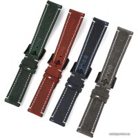 Ремешок Rumi кожаный Leather GT3 20 мм (матовый черный)