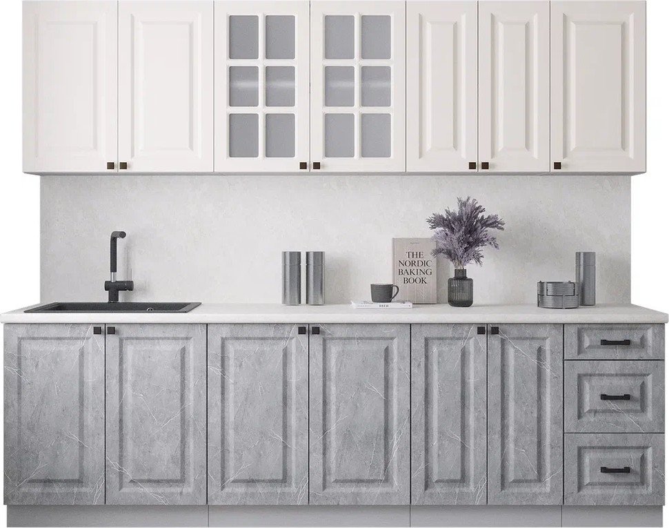 

Готовая кухня Интерлиния Мила Деко 2.6А (керамика/белый/опал светлый)