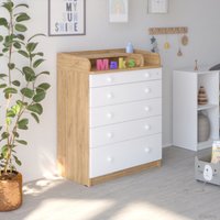 Детский комод Атон Мебель Maks раскладной (дуб канзас/белый)