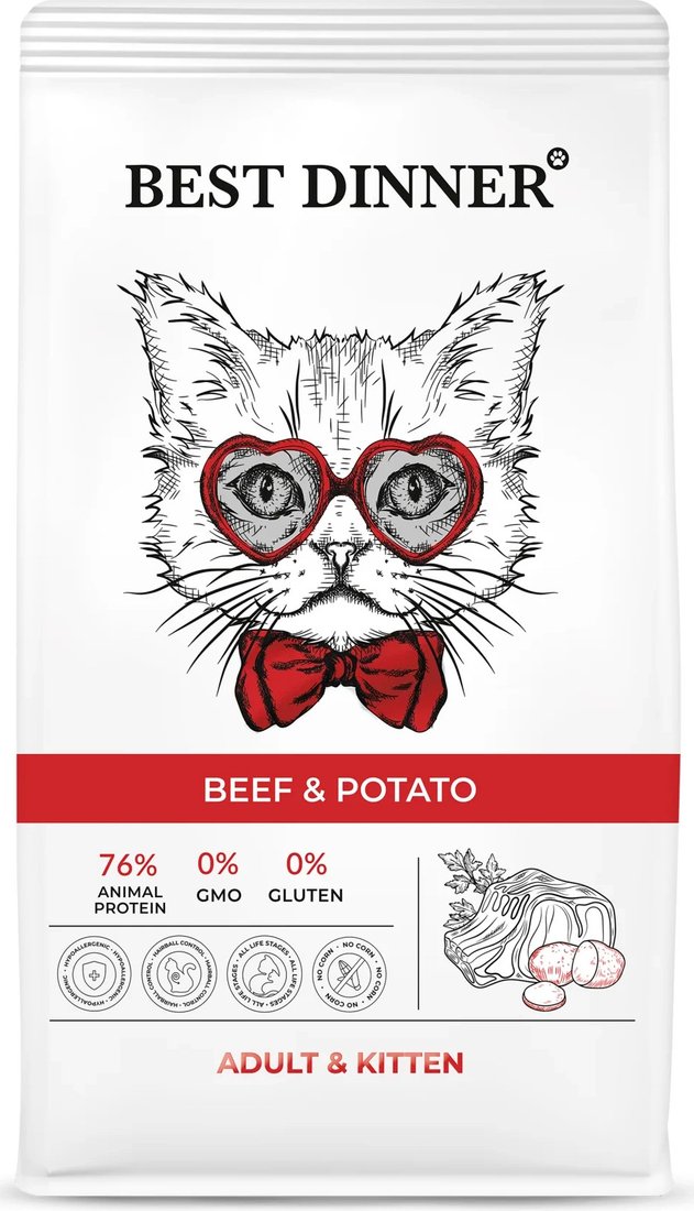 

Сухой корм для кошек Best Dinner Adult & Kitten Beef & Potato (10кг)