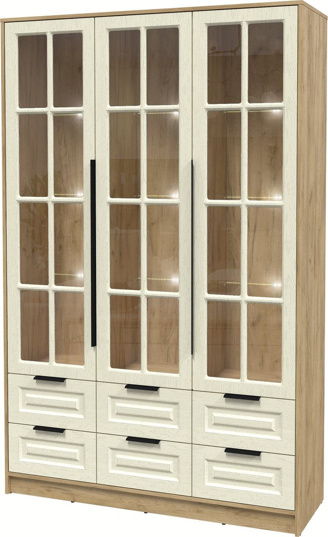 

Шкаф-витрина Интерлиния Концепт КТ-ШВ3 с подсветкой Деко (дуб золотой/дуб снежный)