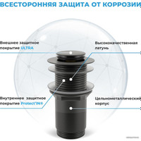 Сифон Wellsee Drainage System 182125002 (сифон, донный клапан, матовый черный)