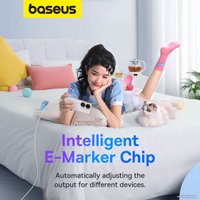 Кабель Baseus Explorer Series Fast Charging Cable Auto Power-Off For Overheating 100W USB Type-C - USB Type-C (1 м, белый)