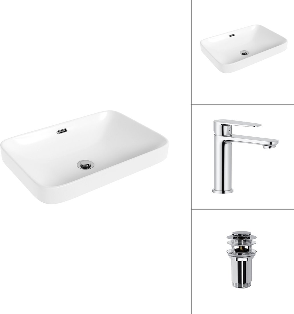 

Умывальник Lauter 21441A + Moon 21СK691C с донным клапаном 21190CH (хром)