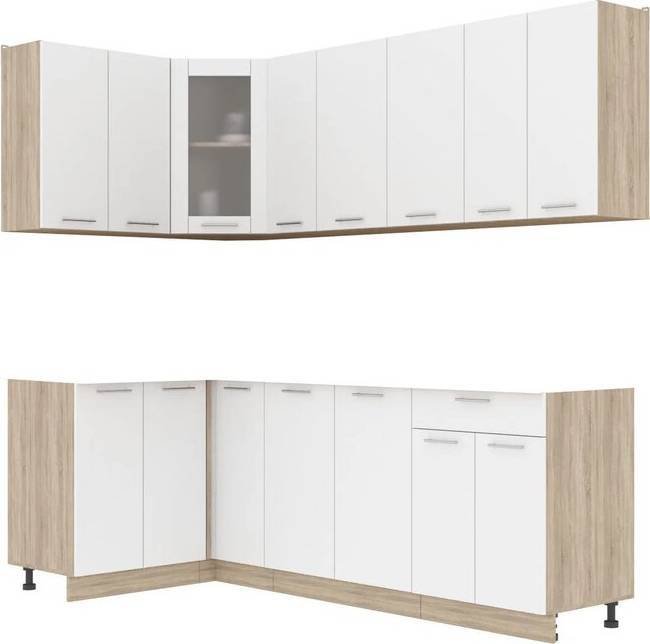 

Готовая кухня Интерлиния Мила 12x23 без столешницы (белый платинум)