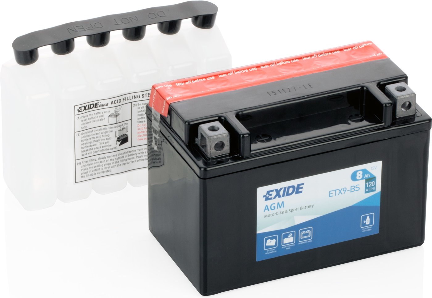 

Мотоциклетный аккумулятор Exide ETX9-BS (8 А·ч)