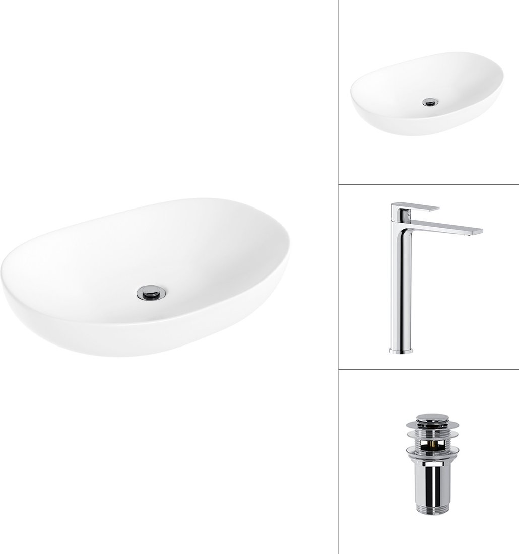 Умывальник Lauter 21502 + Reef 21CK8678C с донным клапаном 21190CH (хром)