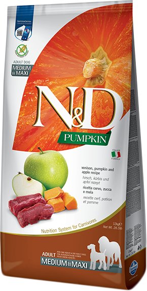 

Сухой корм для собак Farmina N&D Pumpkin Venison&Apple Adult Medium&Maxi для взрослых средних и крупных пород с олениной, тыквой и яблоком (12 кг)