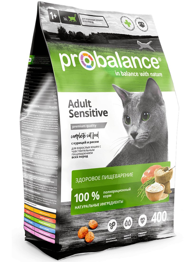 

Сухой корм для кошек Probalance Sensitive с чувствительным пищеварением Курица и рис 0.4 кг