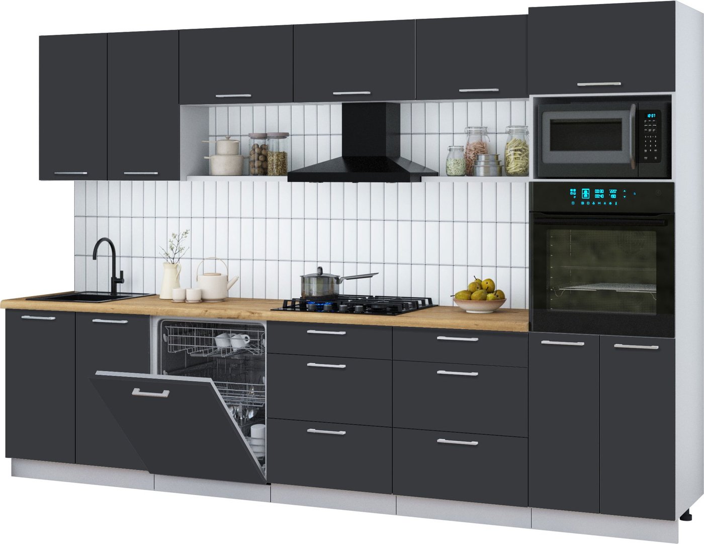 

Готовая кухня Интерлиния Мила Gloss 3.2-ПМ1 (пепел/пепел/дуб бунратти)