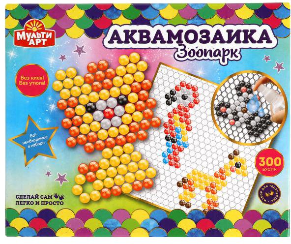 

Набор для создания поделок/игрушек MultiArt Аквамозаика Животные ABMA300-2
