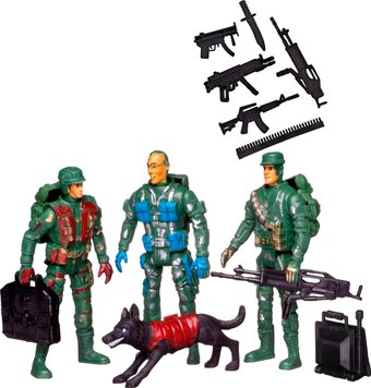 Набор фигурок ABtoys Три солдата с собакой PT-01794