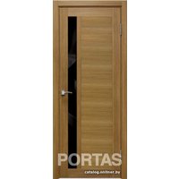 Межкомнатная дверь Portas S28 80x200 (орех карамель, стекло lacobel черный лак)