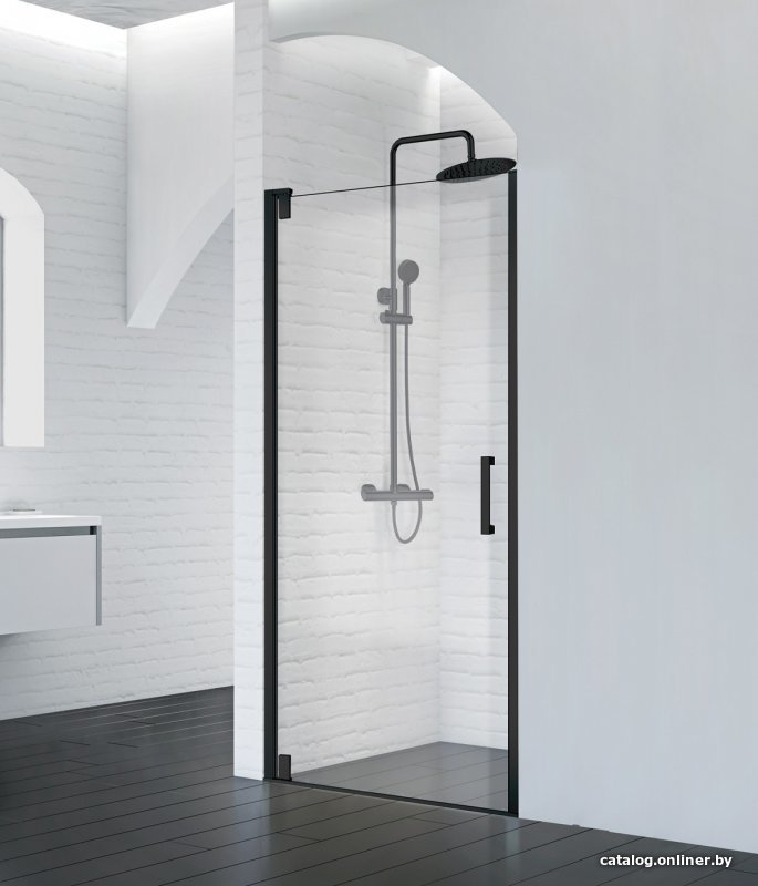 Душевая дверь BelBagno MARMI-B-1-90-C-NERO (прозрачное стекло)