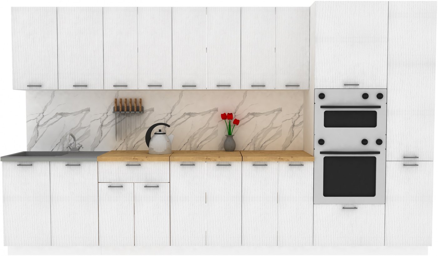 

Готовая кухня ЭлиГард Lion 3.6 (белый структурный/дуб бунратти)