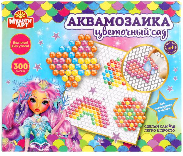 

Набор для создания поделок/игрушек MultiArt Аквамозаика Цветочный Сад ABMA300-9