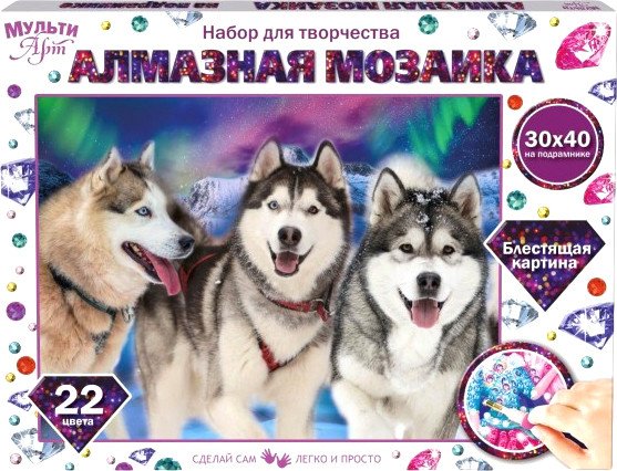 

Алмазная мозаика MultiArt Хаски AM30X40-HASKI