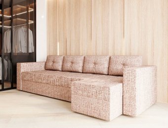 Угловой диван Настоящая мебель Константин Long (правый, н.п.б., рогожка, бежевый)