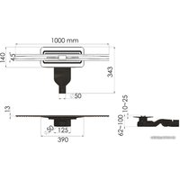 Трап/канал Berges Wasserhaus Simpel 1000 (матовый хром)