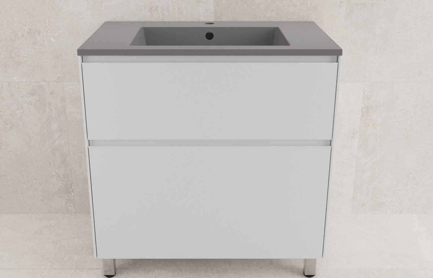 

Symbolite Тумба под умывальник Лима 80 Line Plus 2 ящика + Line 80x48 (белый матовый/серый шелк)