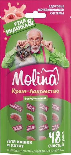 Лакомство для кошек Molina Здоровье мочевыводящей системы с уткой и индейкой для взрослых кошек 48 г