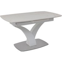 Кухонный стол Аврора Нотр Дам Moderne 1400/1800x850 (камень белый Calacata vagli/белый муар)