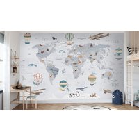Фотообои Vimala Карта мира белая 270x300