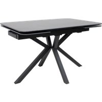 Кухонный стол Аврора Рейн New 1400-2040x900 (камень черный Greys Black/черный матовый)