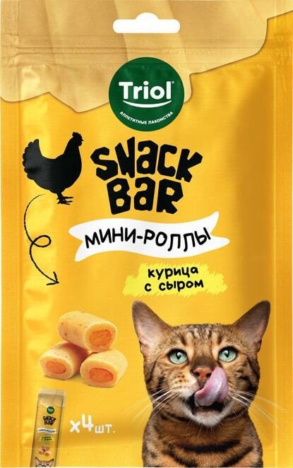 Лакомство для кошек Triol Snack Bar Мини-роллы с начинкой из курицы с сыром (30 г)
