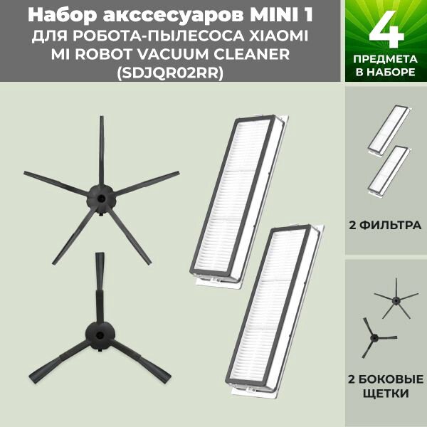 

Набор аксессуаров USBTOP для Xiaomi Mi Robot Vacuum Cleaner (SDJQR02RR) (черные боковые щетки) 558873