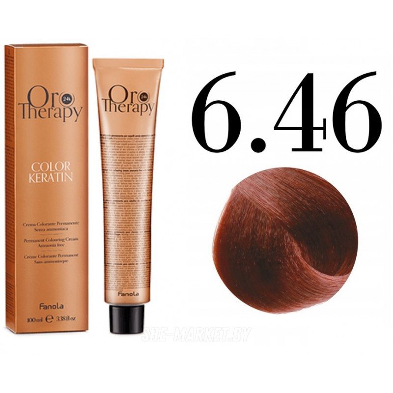 

Крем-краска Fanola ORO Therapy Color Keratin 6.46 темный медно-красный блонд 100 мл