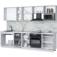 Готовая кухня Интерлиния Мила Лайт 2.9-ПМ4 (персидский жемчуг/антрацит/травертин серый)