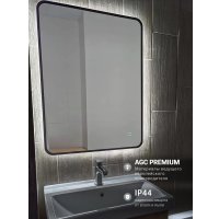 Зеркало с подсветкой  eMZe Smartphone 50х70 LED.UV.SMART.50.70.CHE.4K (черный с УФ-окантовкой и подсветкой)